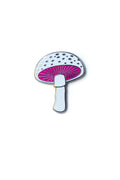 white mushroom enamel pin