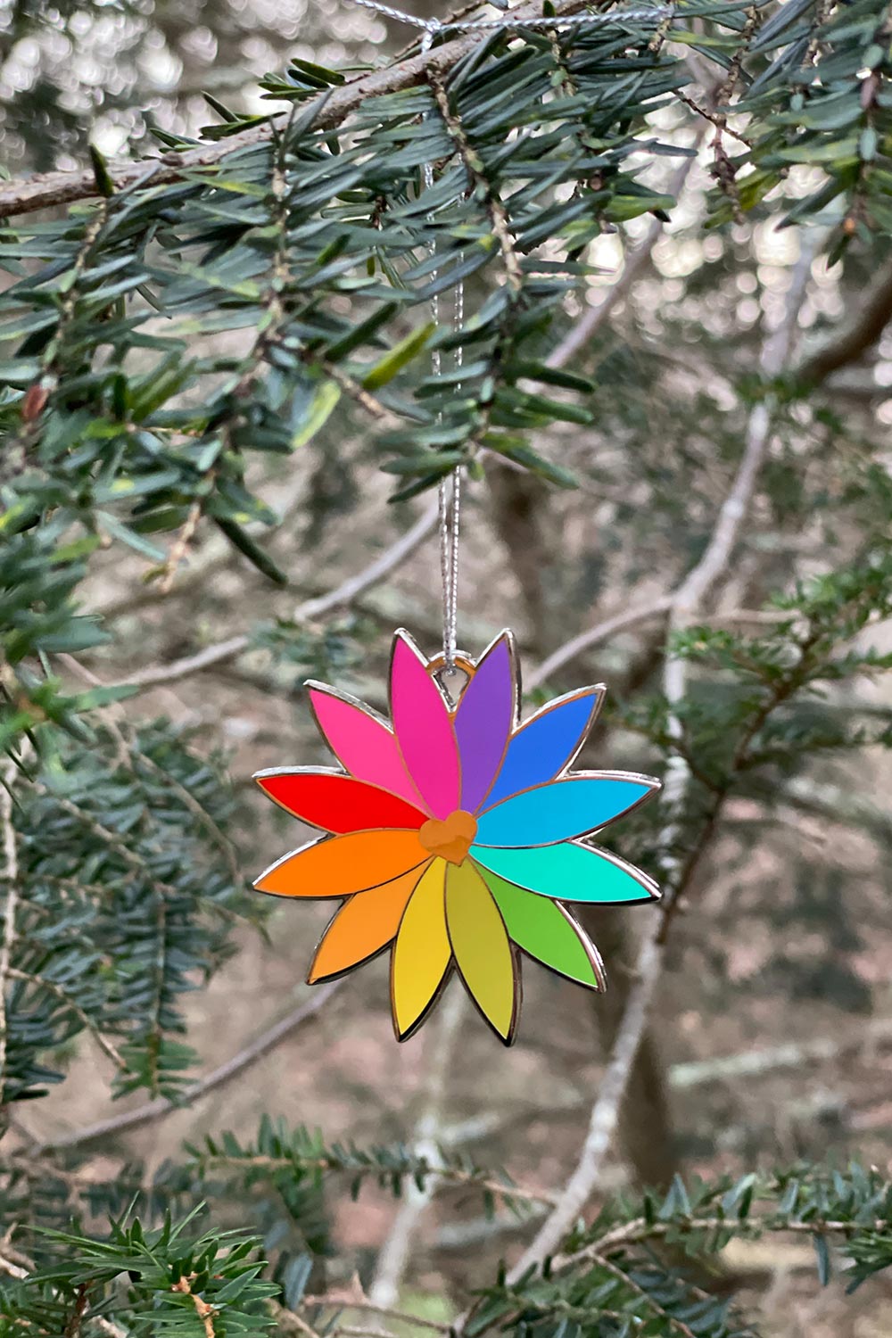rainbow flower ornament