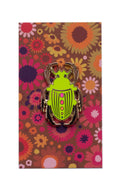 neon lime enamel scarab pin