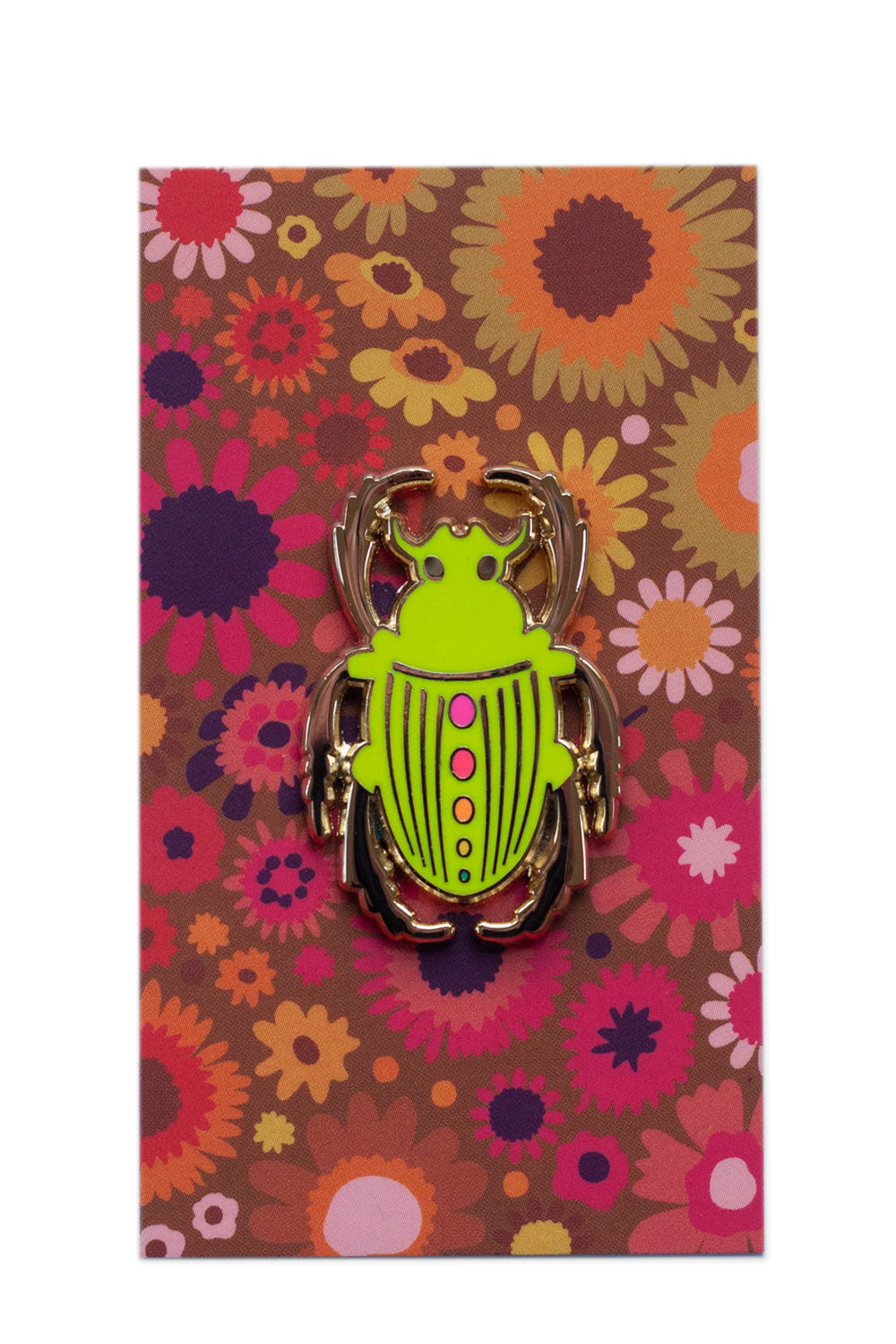 neon lime enamel scarab pin