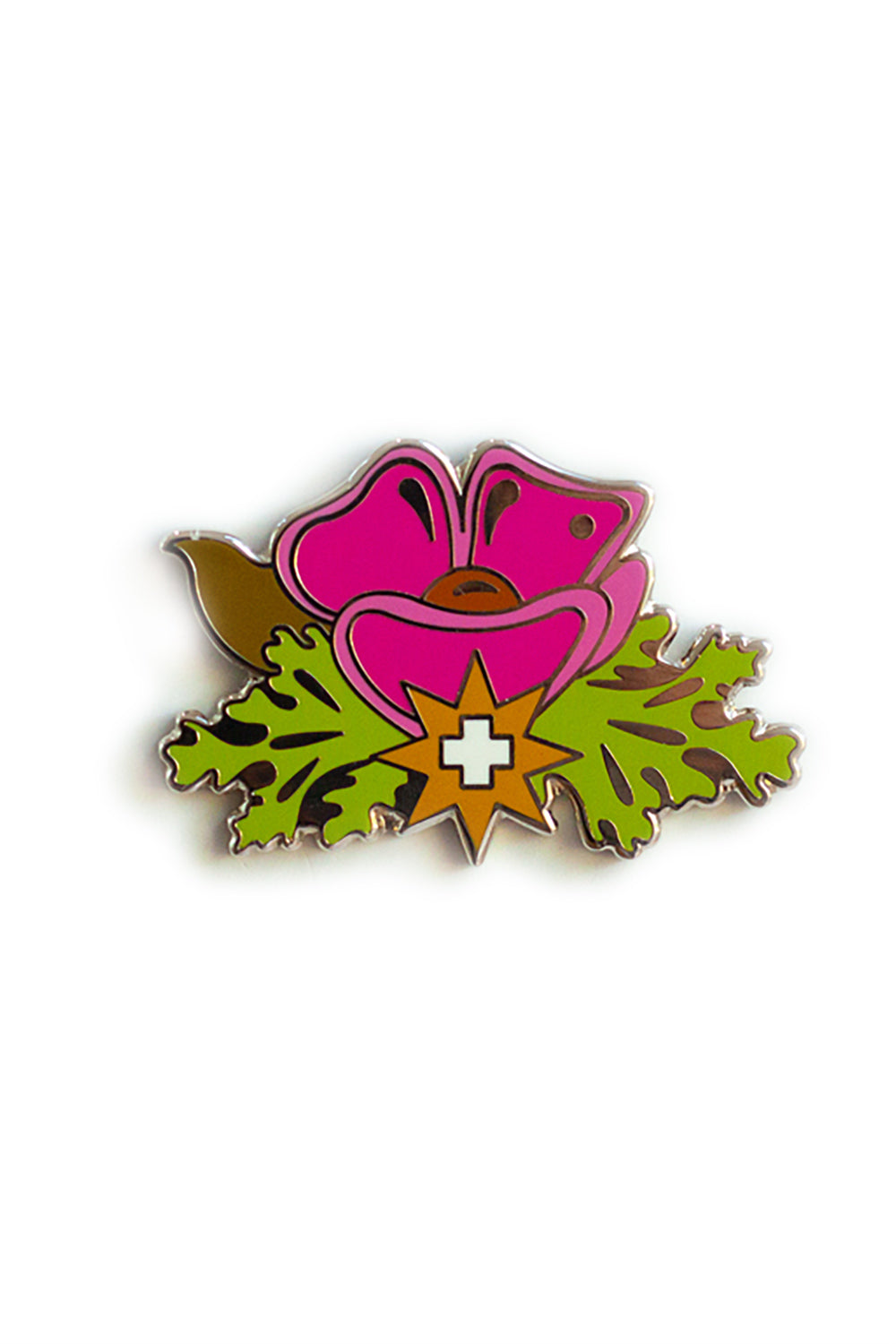 purple plus flower enamel pin