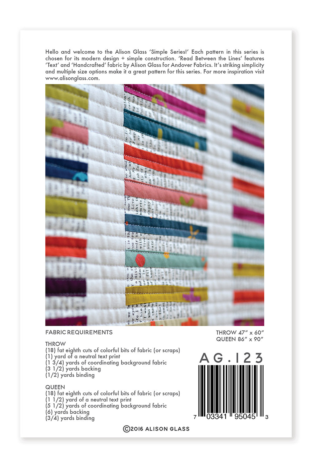 read between the lines simple series alison glass pattern company