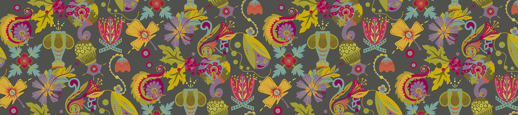 PRESALE - Redwood Wideback Yardage - Mural in Charcoal WIDEBACK