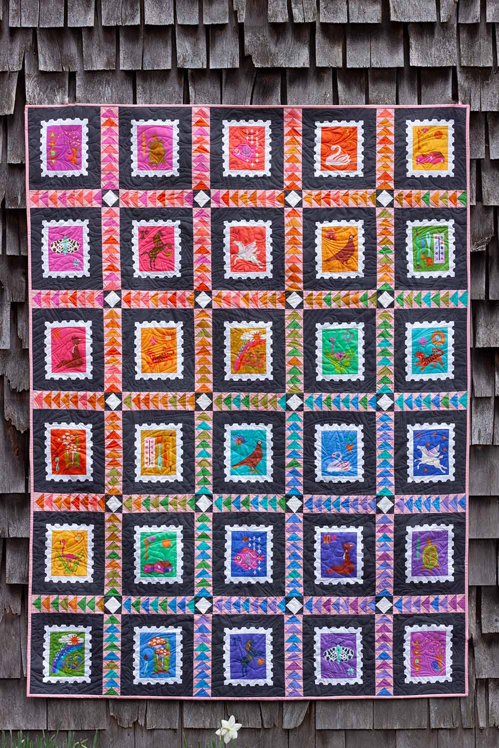 stamp quilt fancy sashing layout