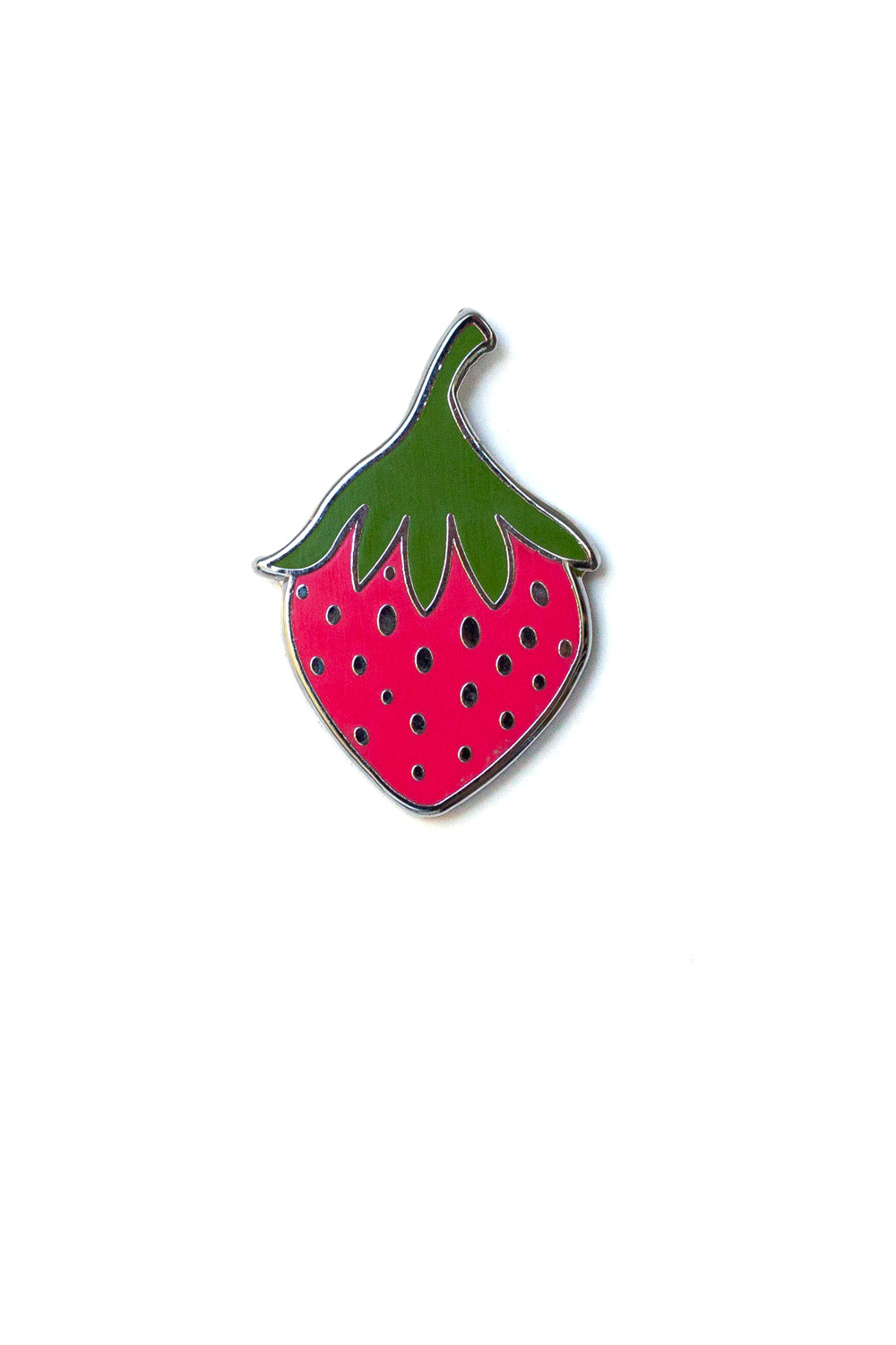 pink strawberry enamel pin