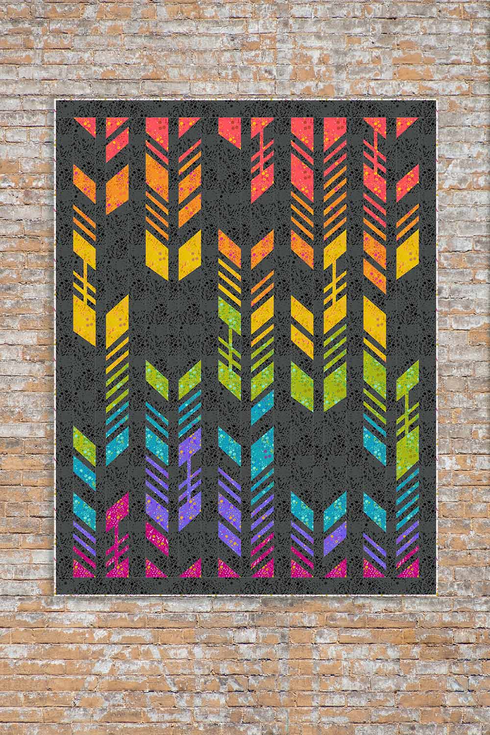Rainbow Feathers in Shadow and Sun Print 2026 Quilt Kit - Dark or Light