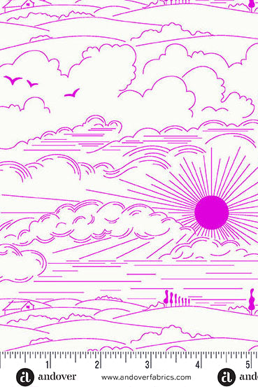 sun print whisper yardage dwell in magenta