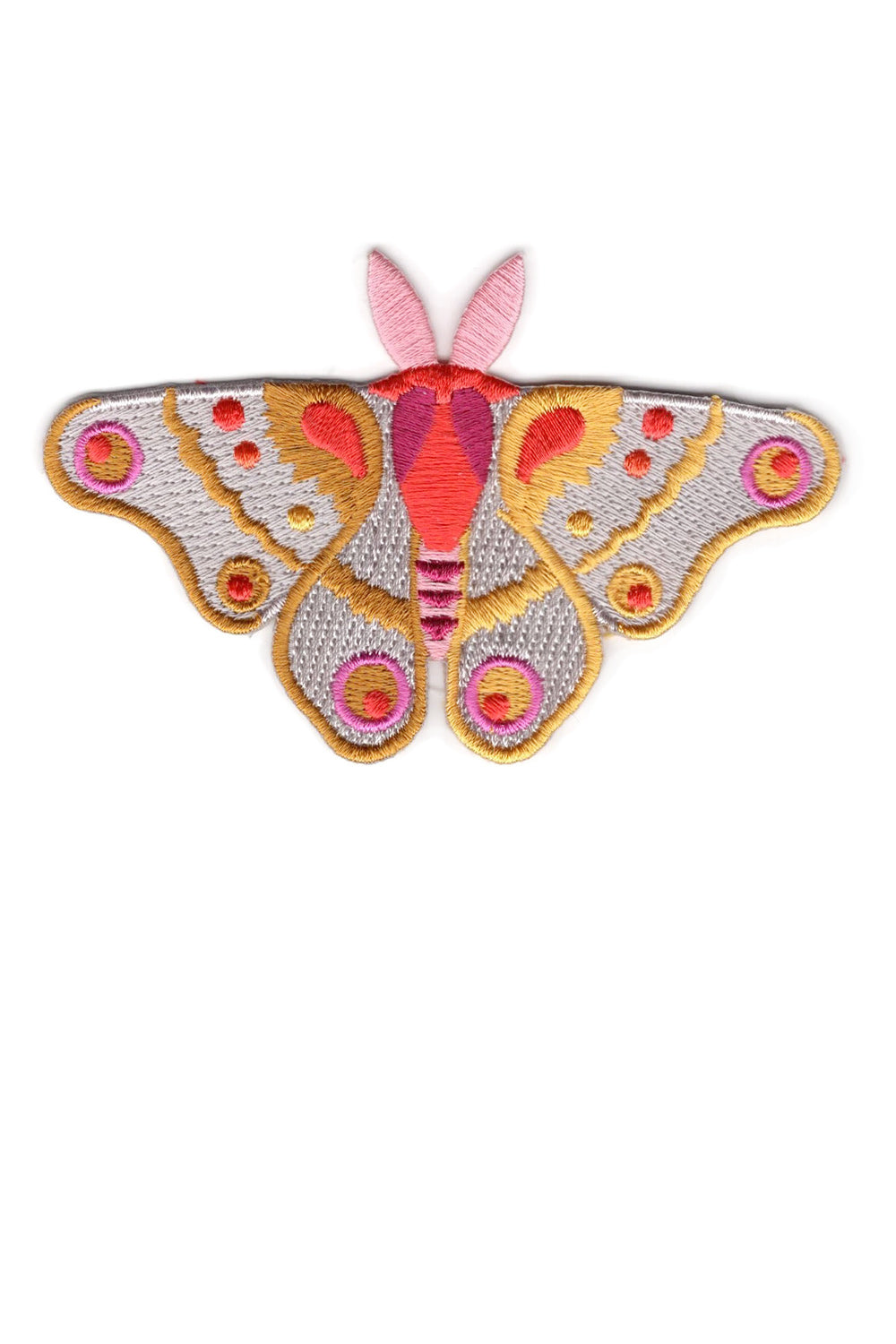 pink and gold moth patch