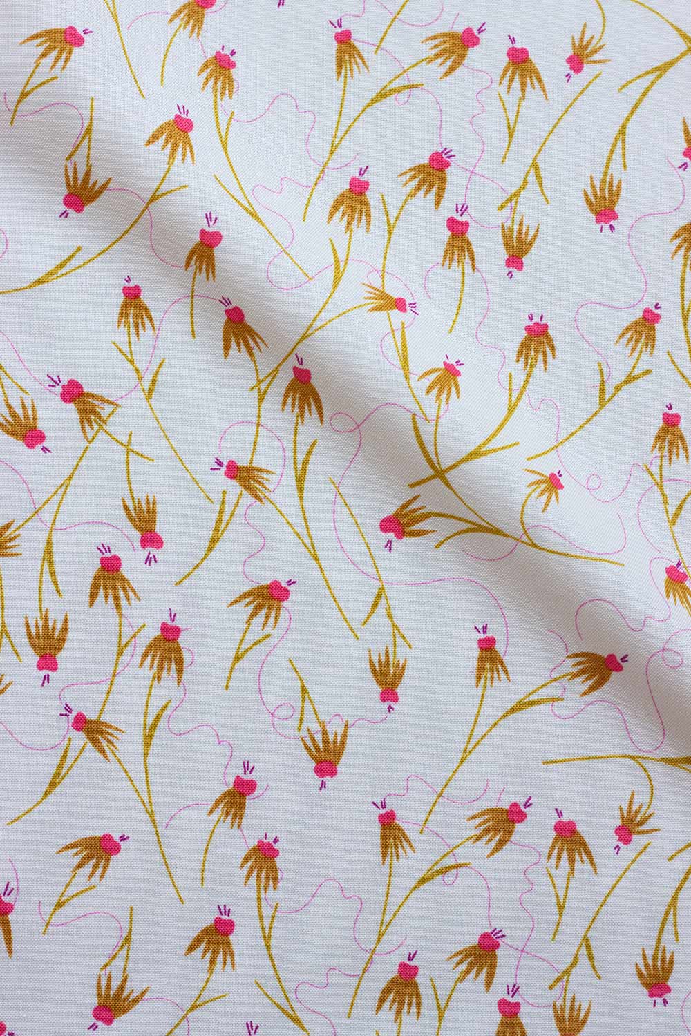 wildflowers coneflower in linen yardage